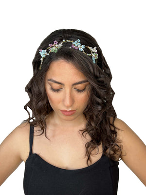 Hairband with modelling thread and Swarovski stones in pastel shades