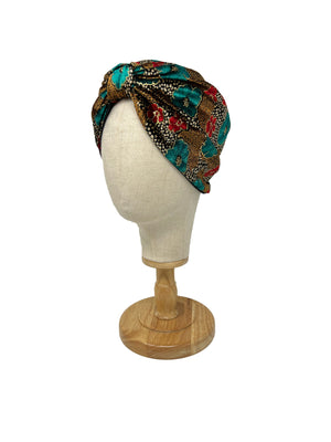 "Rose" devoré velvet turban with flat knot